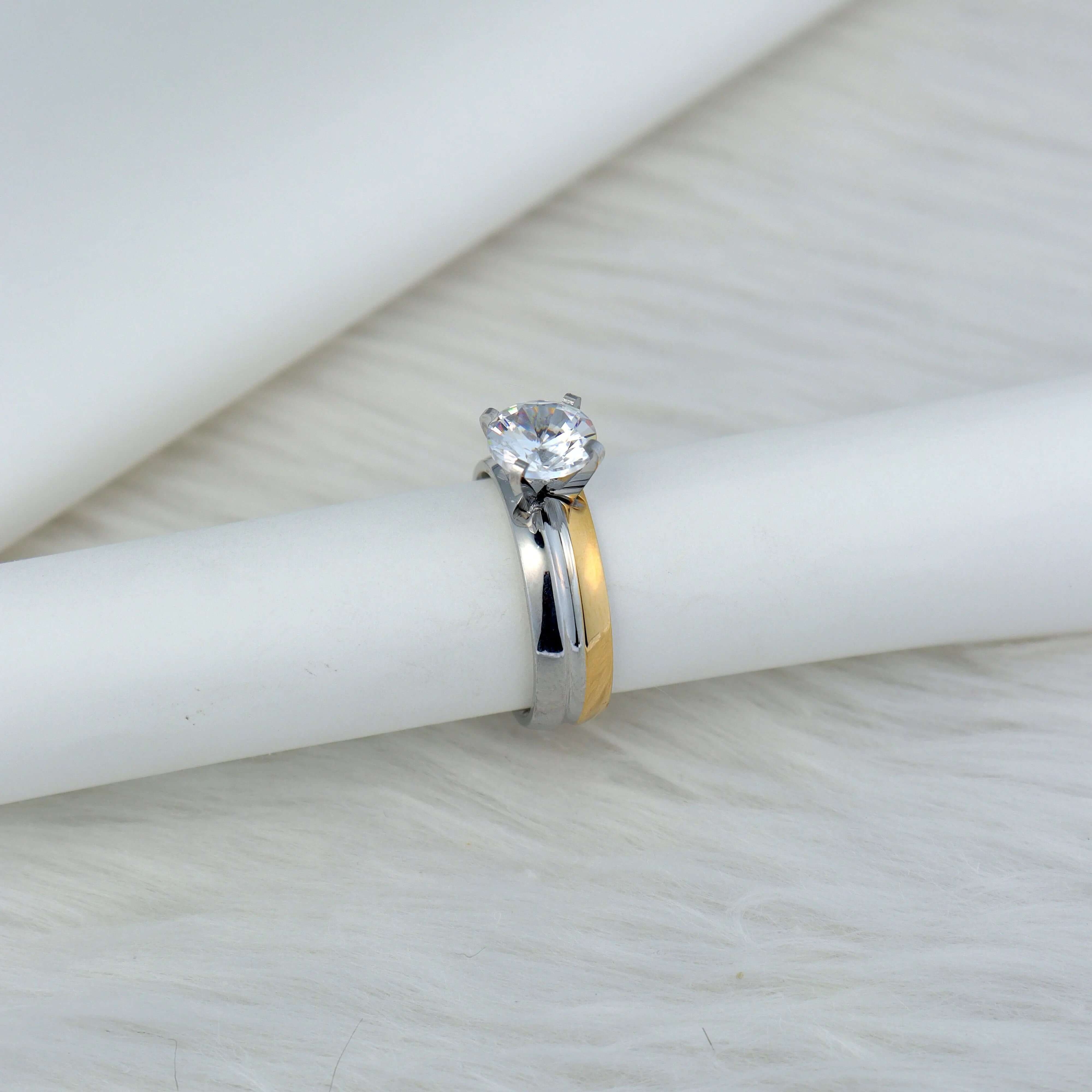 Two Tone Solitaire Ring