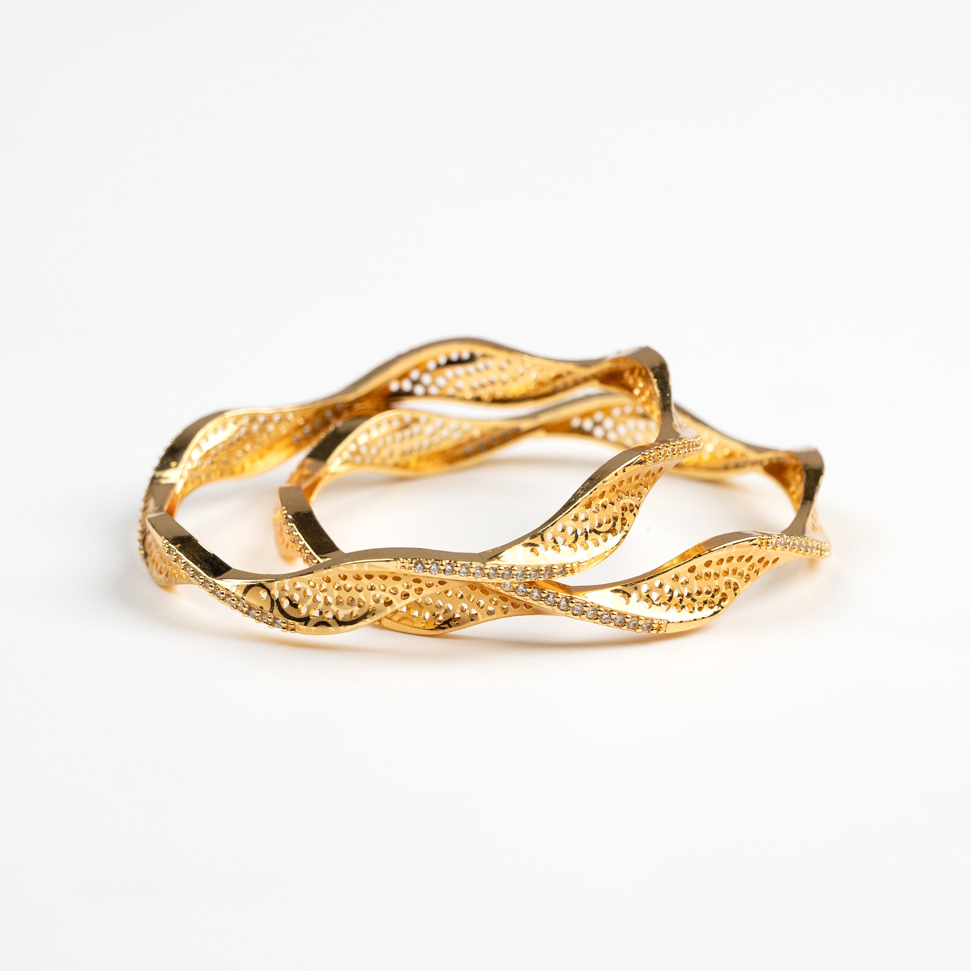 Gold Waves Bangles