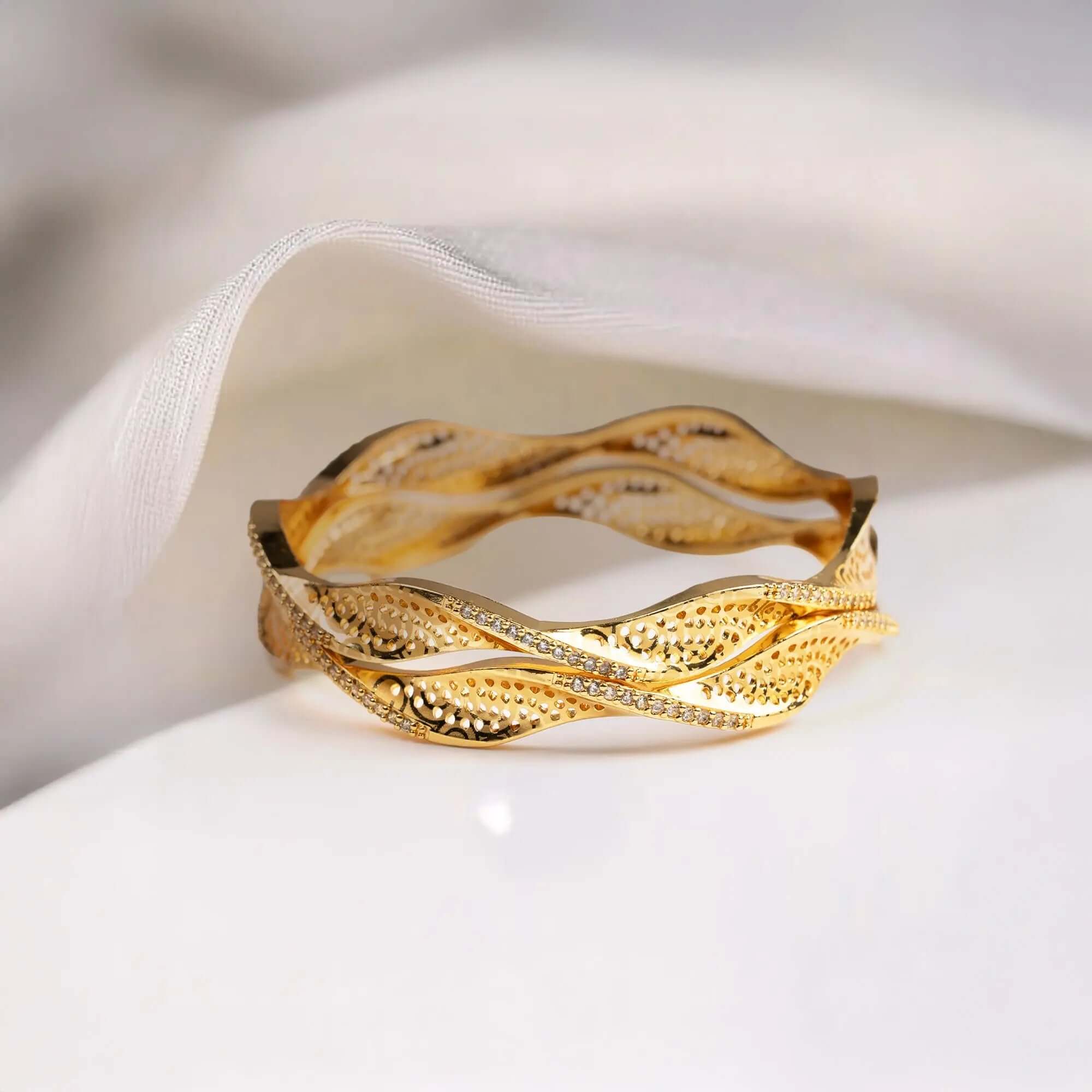 Gold Waves Bangles - Own It Pure