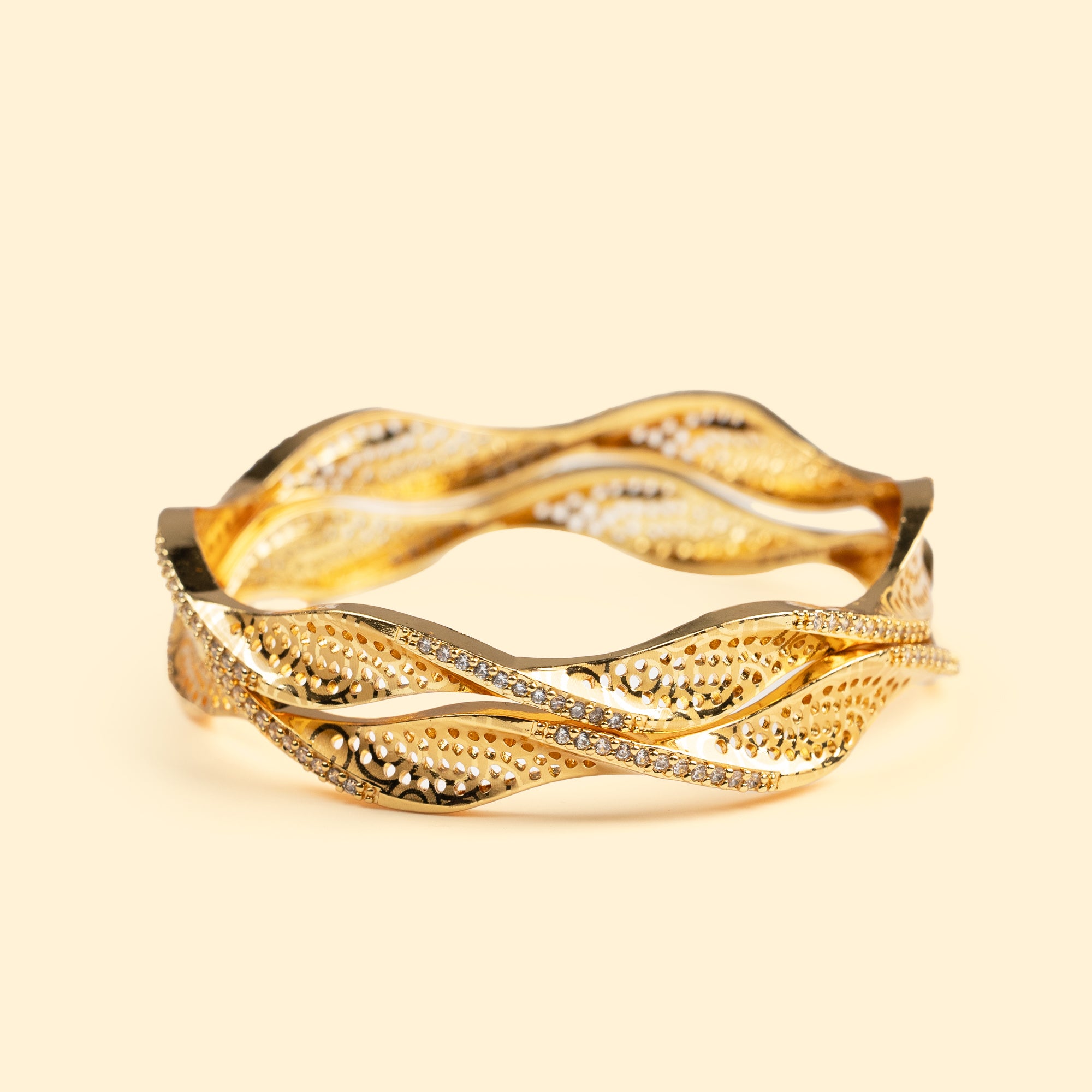 Gold Waves Bangles