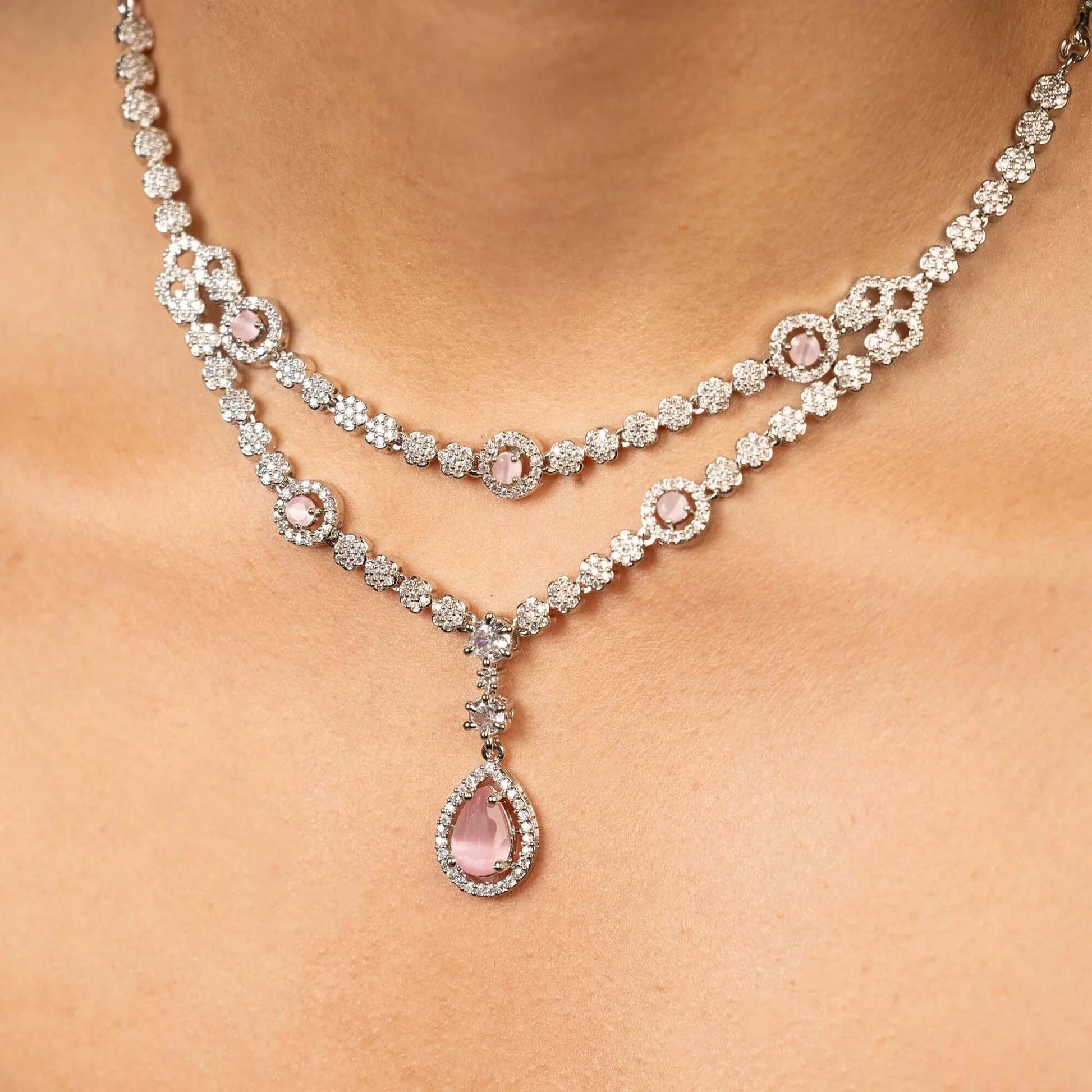 Pink Teardrop Necklace Set - Own It Pure