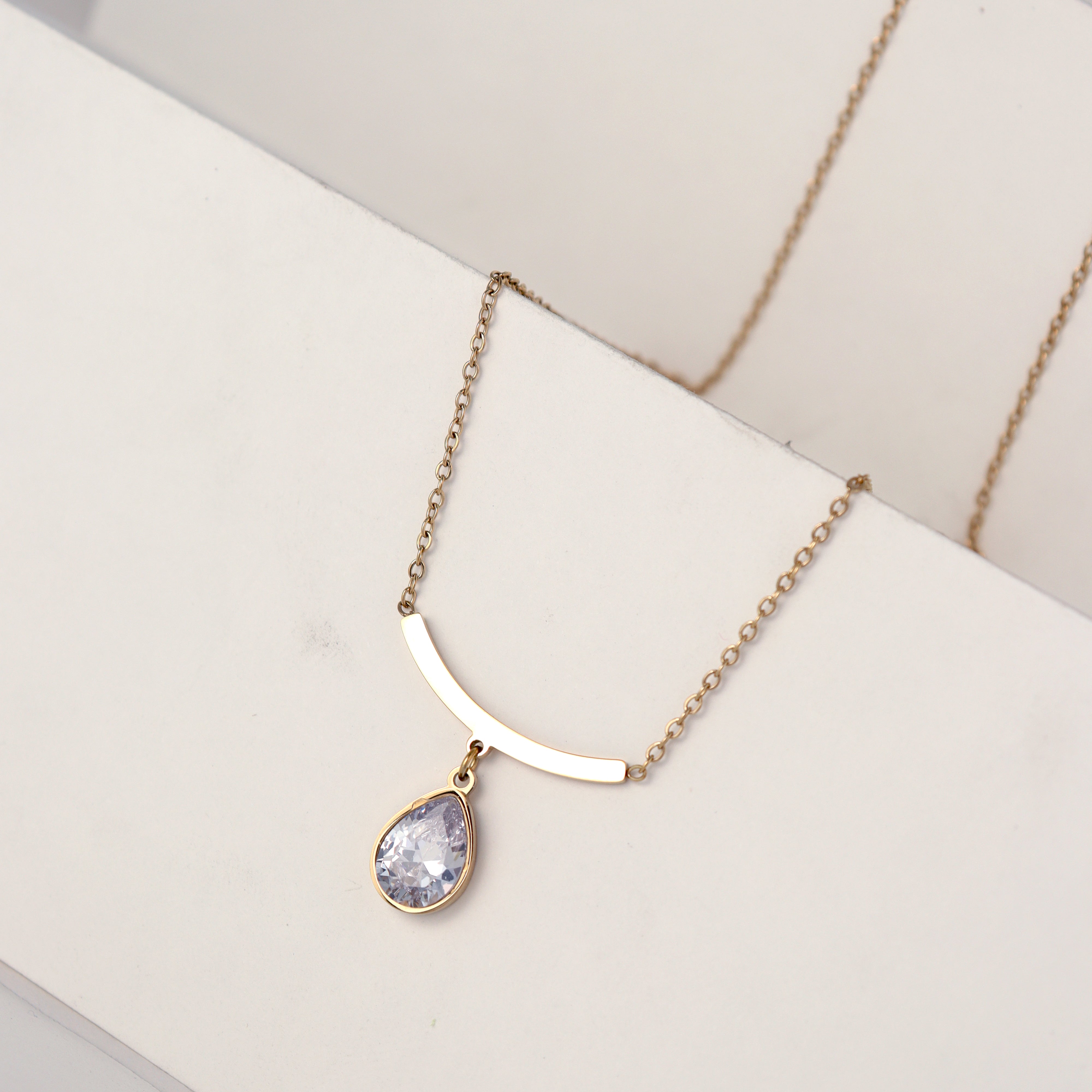 Dainty Gold Chain with Crystal Drop Own It Pure