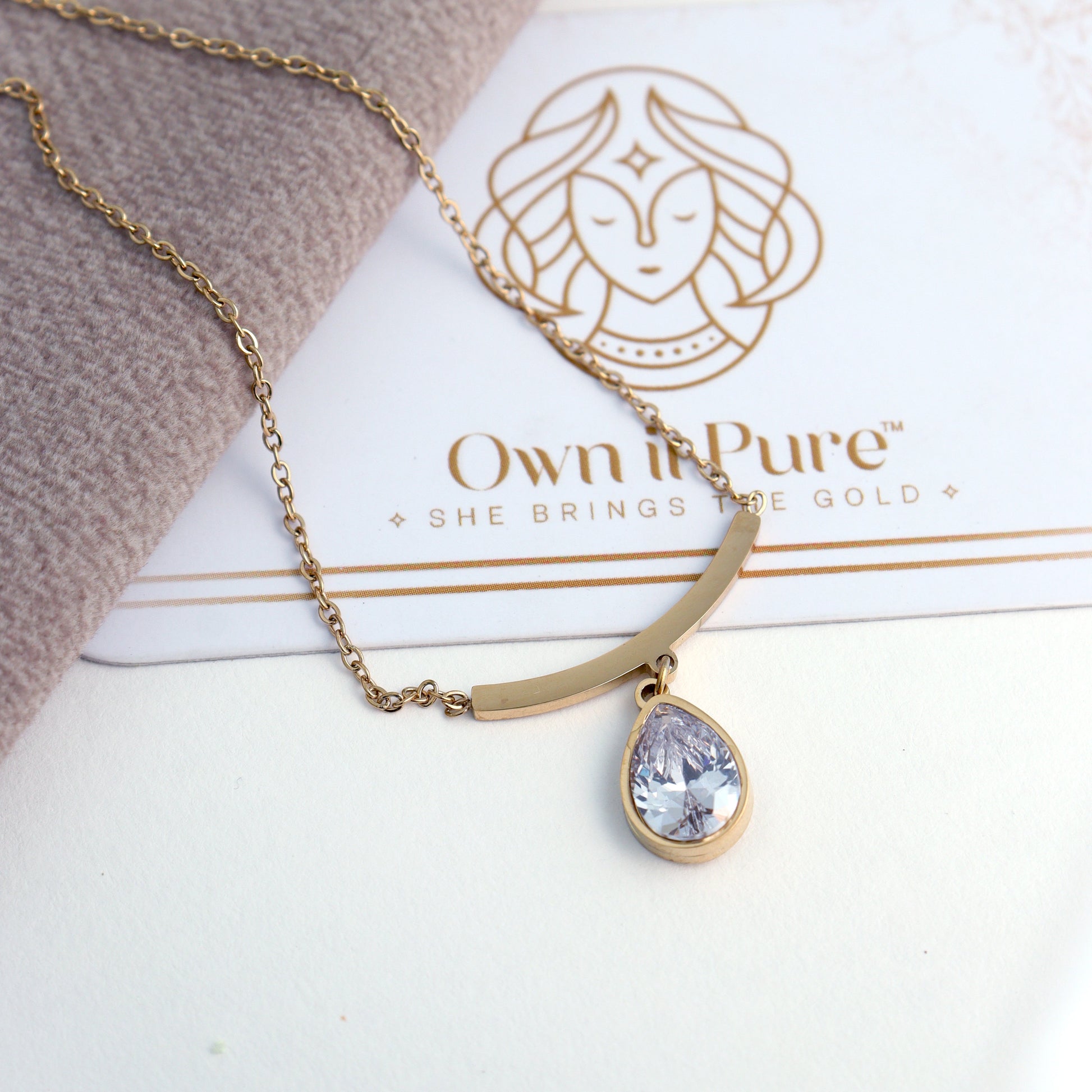 Dainty Gold Chain with Crystal Drop Own It Pure