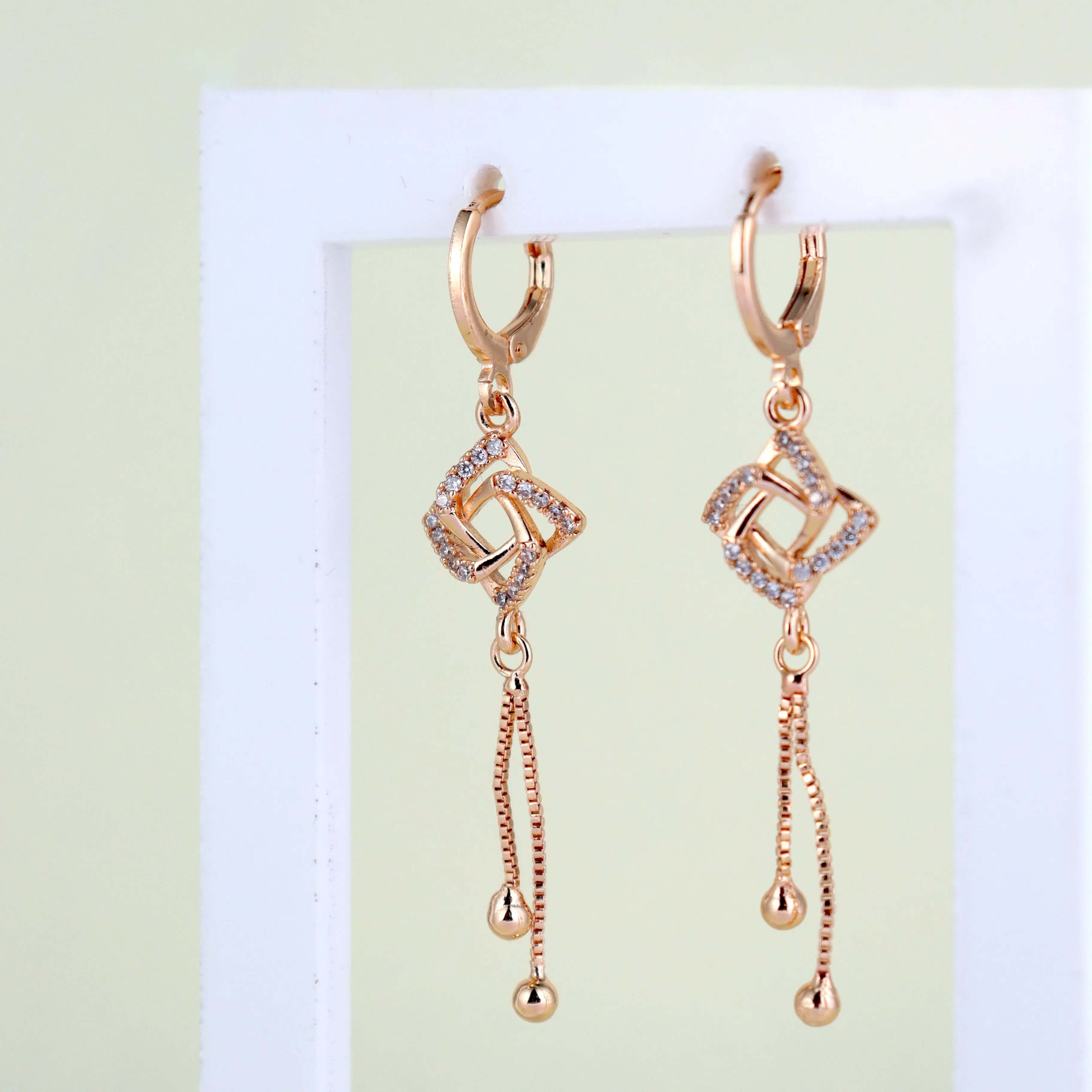 Diamond Square Drop Earrings - Own It Pure