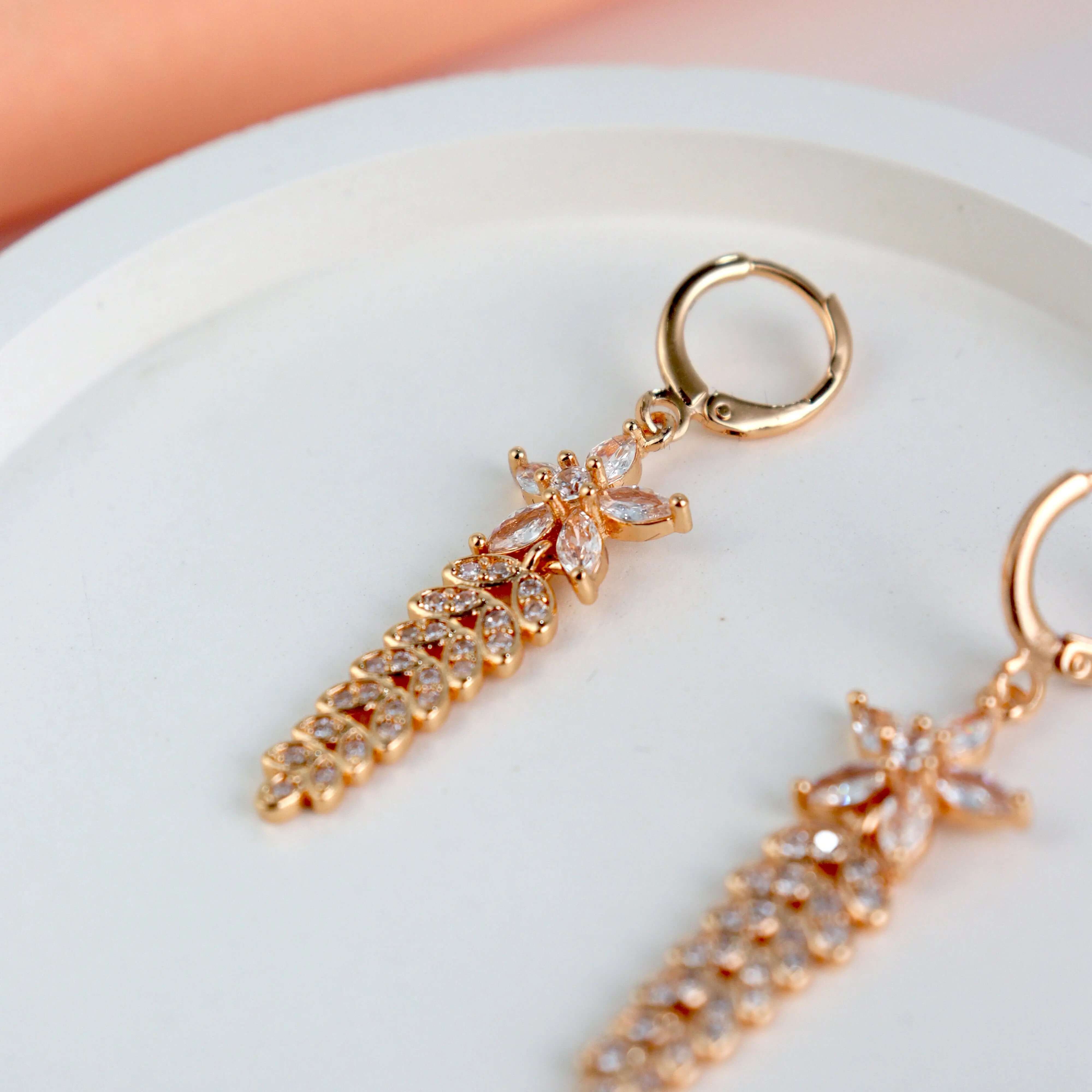 Floral Diamond Drop Earrings - Own It Pure